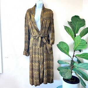 RABHOR Vintage 50’s Black Gold Nautical Print Robe with Tie Size unisex M / L